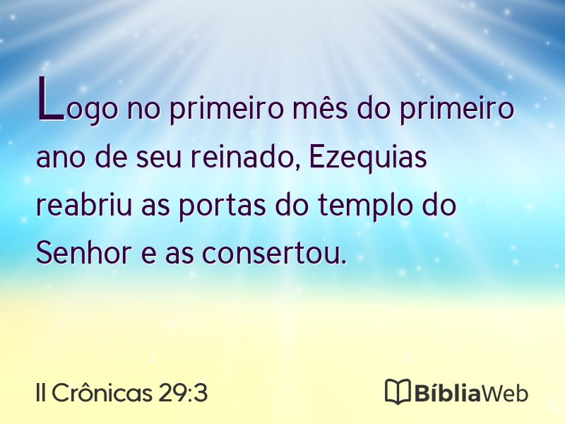 II Crônicas 29:3 em imagem para compartilhar