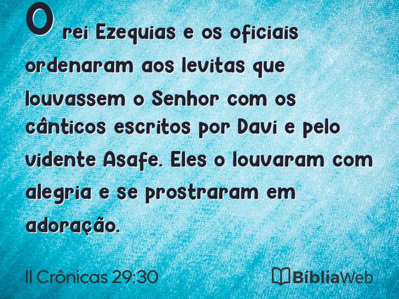 II Crônicas 29:30 em imagem para compartilhar
