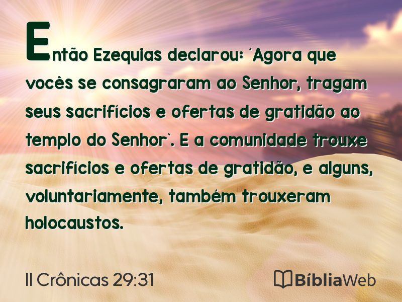 II Crônicas 29:31 em imagem para compartilhar
