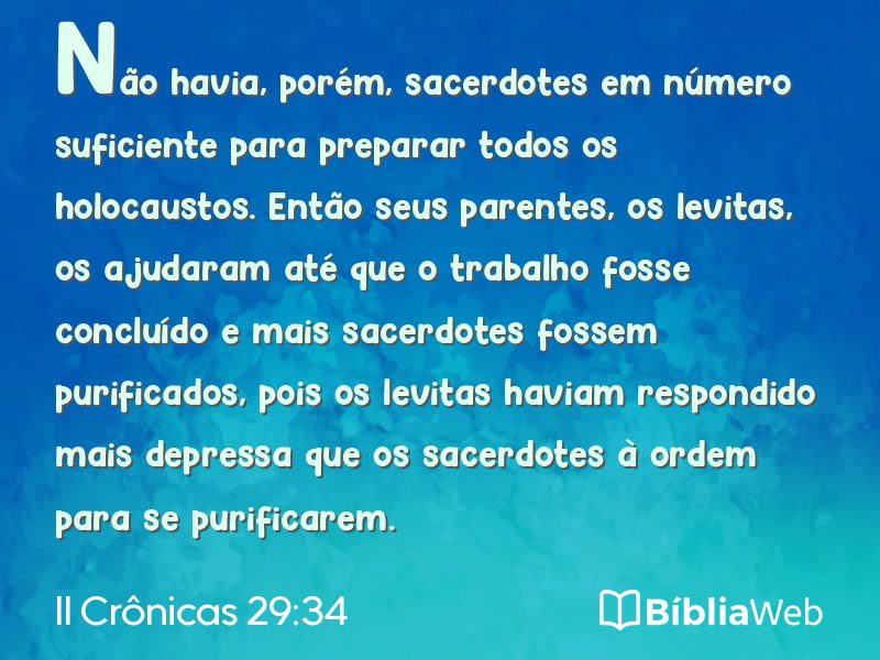 II Crônicas 29:34 em imagem para compartilhar