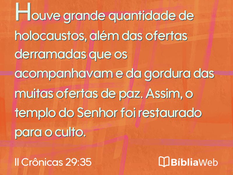 II Crônicas 29:35 em imagem para compartilhar