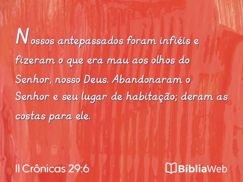 II Crônicas 29:6 em imagem para compartilhar