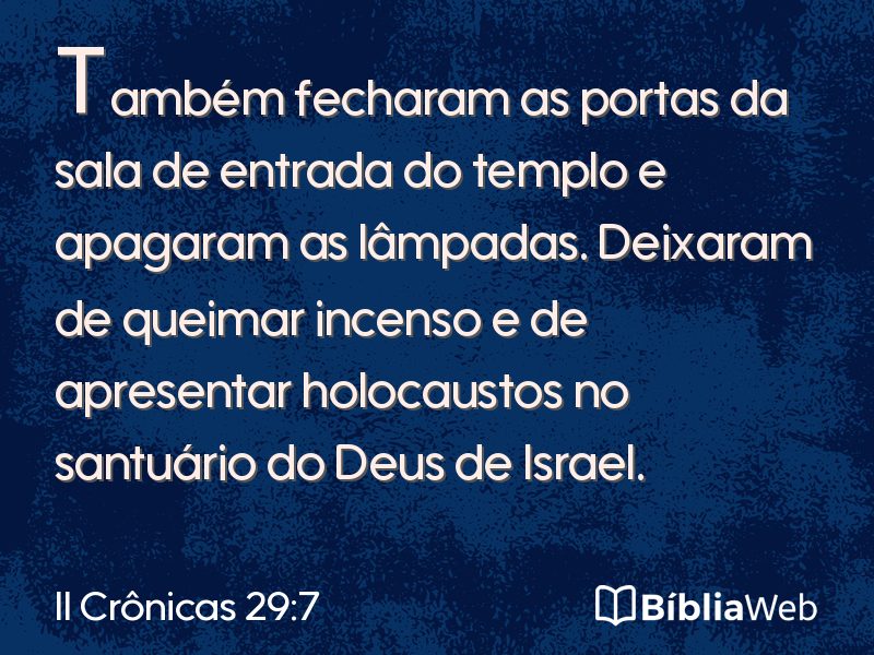 II Crônicas 29:7 em imagem para compartilhar