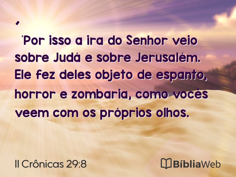 II Crônicas 29:8 em imagem para compartilhar