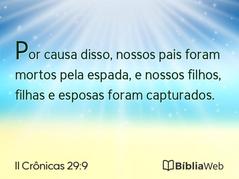 II Crônicas 29:9 em imagem para compartilhar