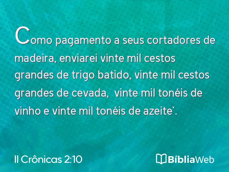 II Crônicas 2:10 em imagem para compartilhar