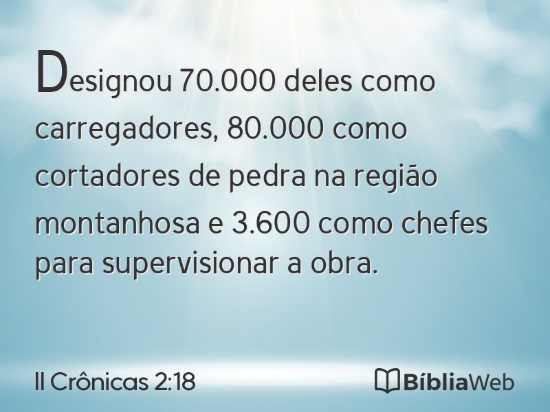 II Crônicas 2:18 em imagem para compartilhar