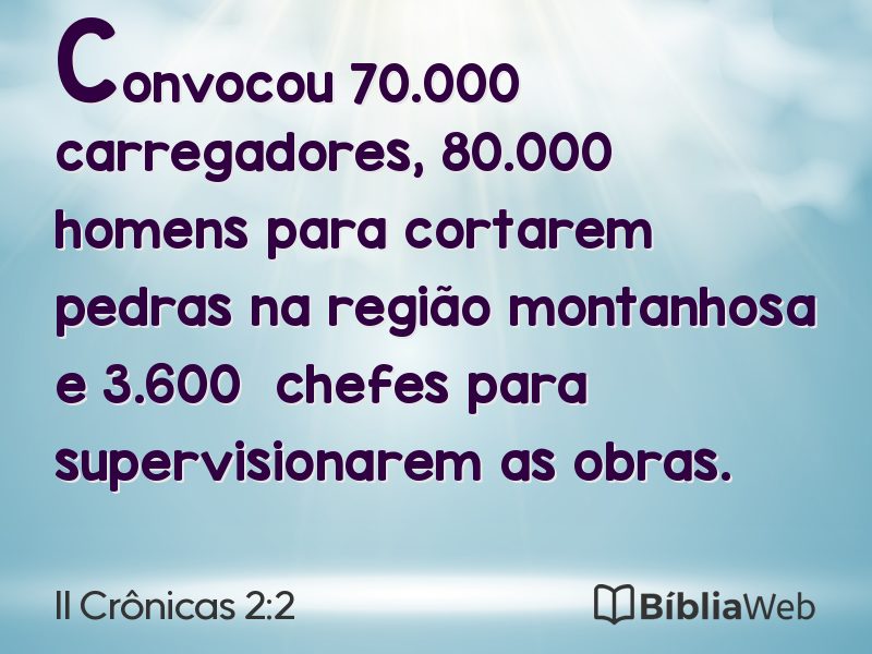 II Crônicas 2:2 em imagem para compartilhar