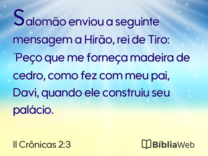 II Crônicas 2:3 em imagem para compartilhar