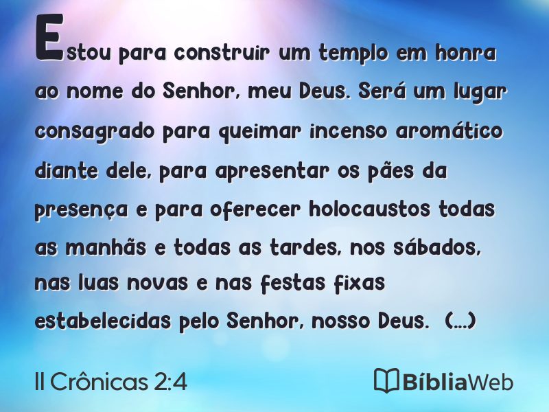 II Crônicas 2:4 em imagem para compartilhar