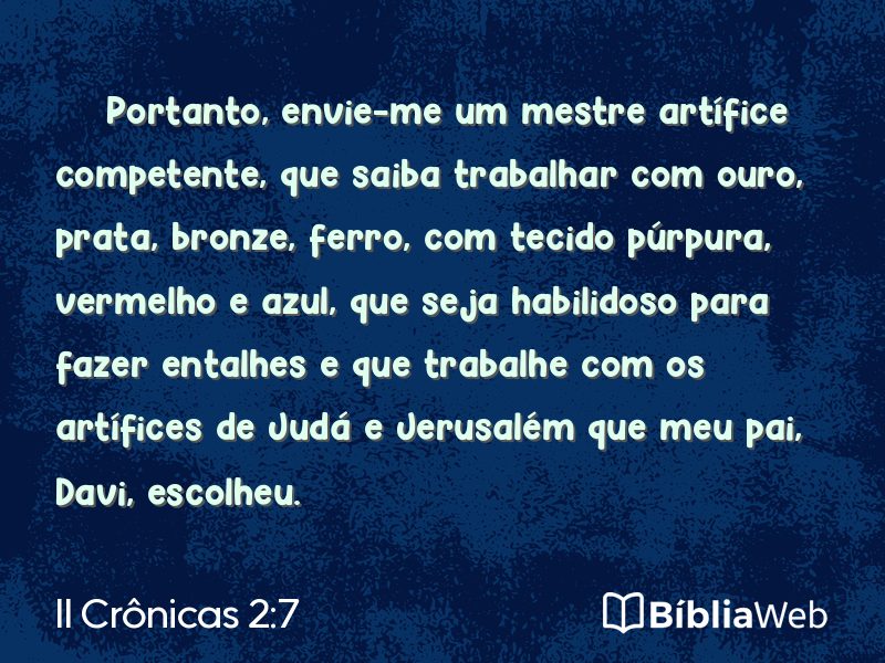 II Crônicas 2:7 em imagem para compartilhar
