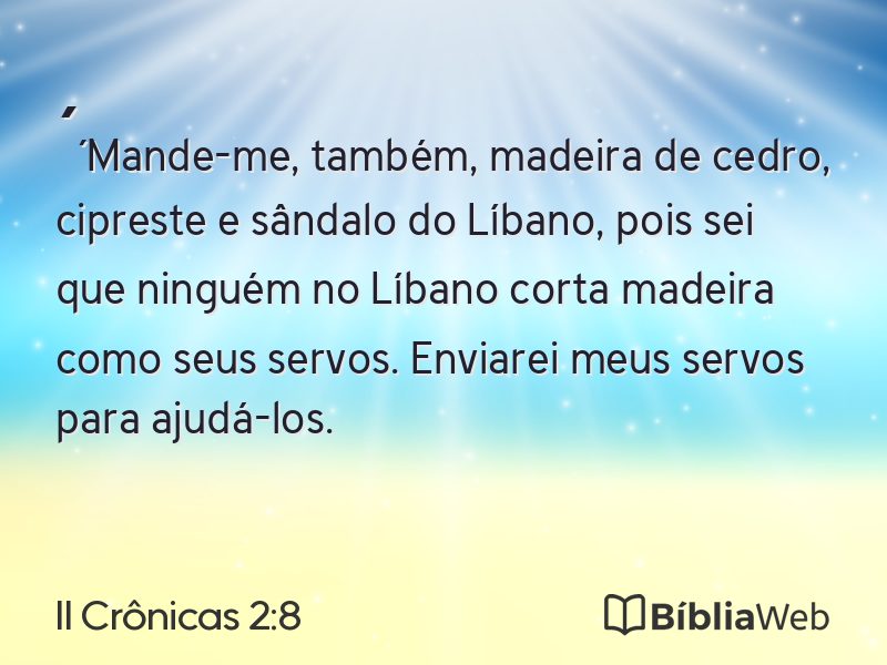 II Crônicas 2:8 em imagem para compartilhar