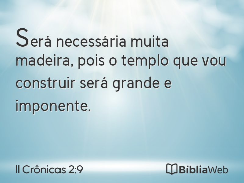 II Crônicas 2:9 em imagem para compartilhar