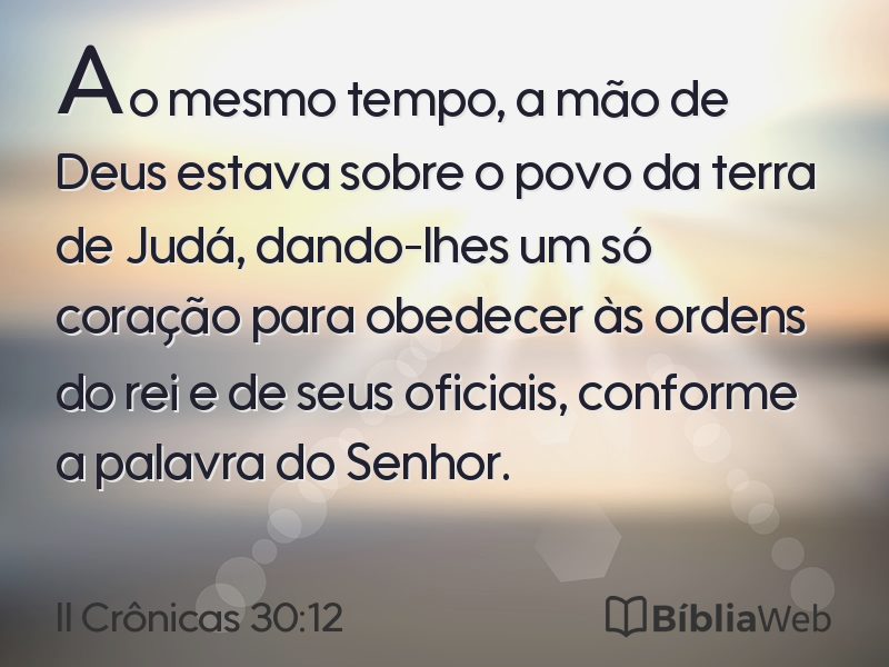 II Crônicas 30:12 em imagem para compartilhar