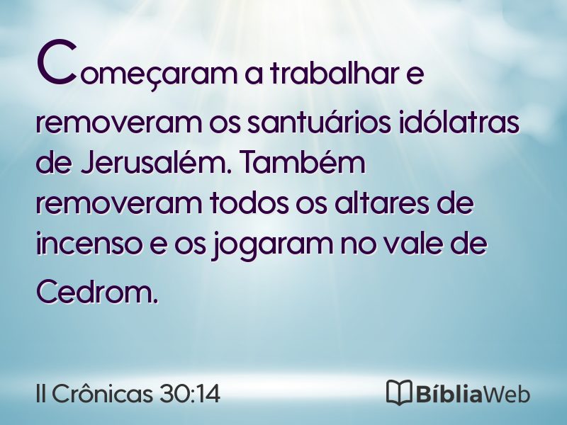 II Crônicas 30:14 em imagem para compartilhar