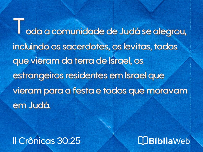 II Crônicas 30:25 em imagem para compartilhar