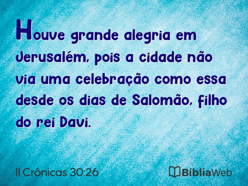 II Crônicas 30:26 em imagem para compartilhar