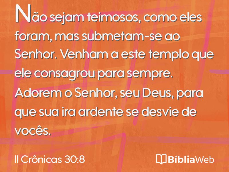 II Crônicas 30:8 em imagem para compartilhar