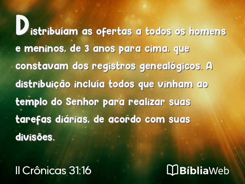 II Crônicas 31:16 em imagem para compartilhar