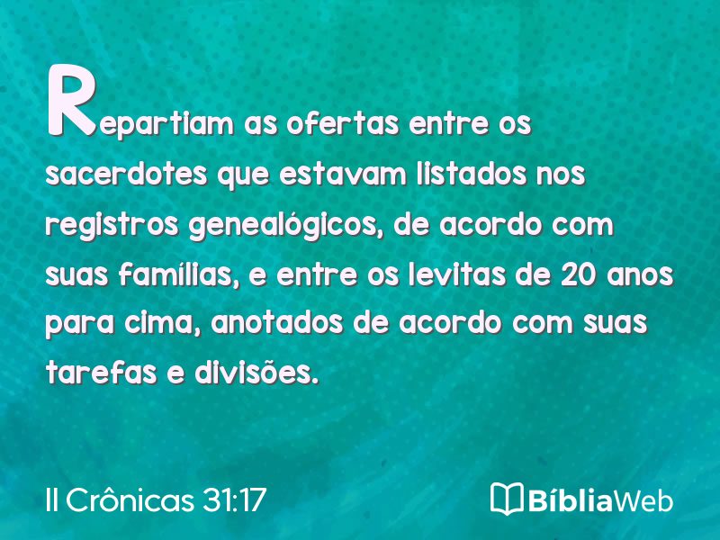 II Crônicas 31:17 em imagem para compartilhar
