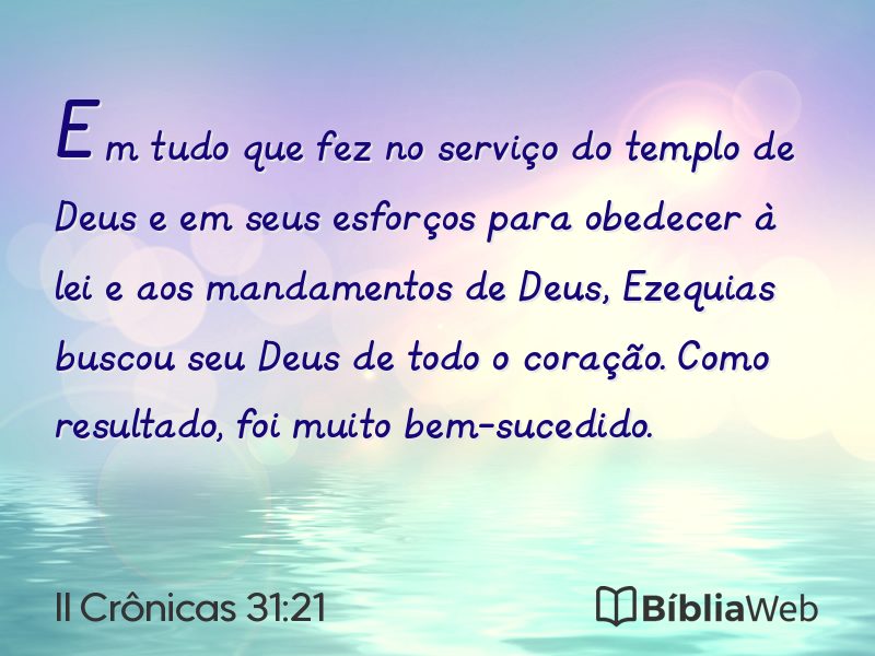 II Crônicas 31:21 em imagem para compartilhar