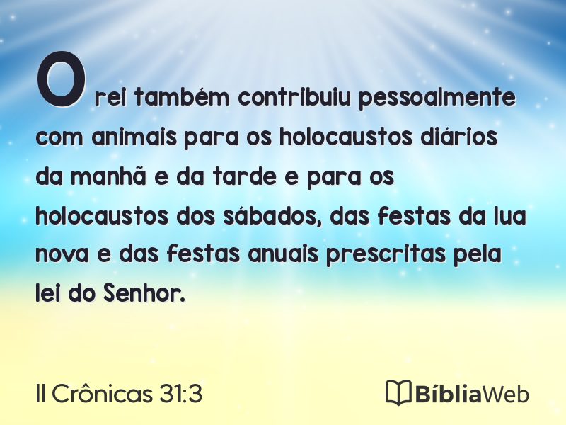 II Crônicas 31:3 em imagem para compartilhar