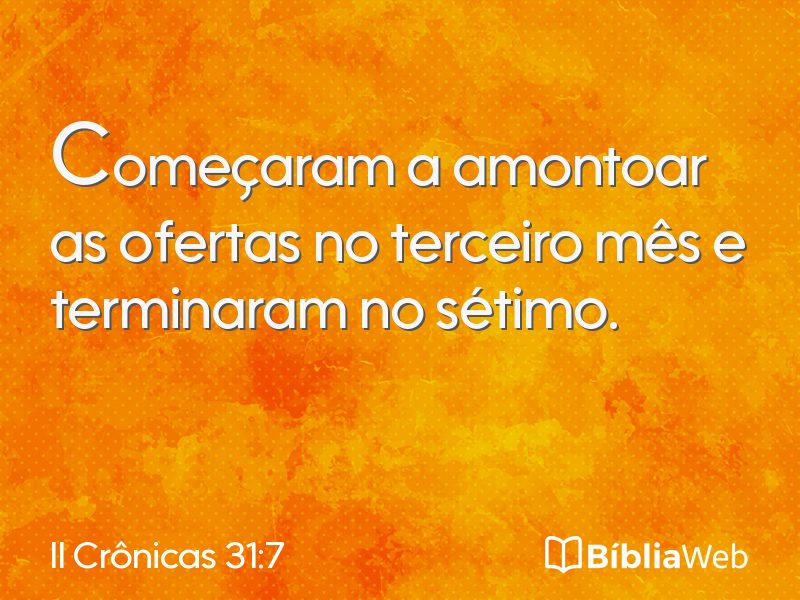 II Crônicas 31:7 em imagem para compartilhar