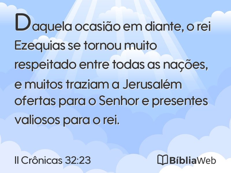 II Crônicas 32:23 em imagem para compartilhar