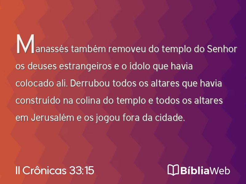 II Crônicas 33:15 em imagem para compartilhar