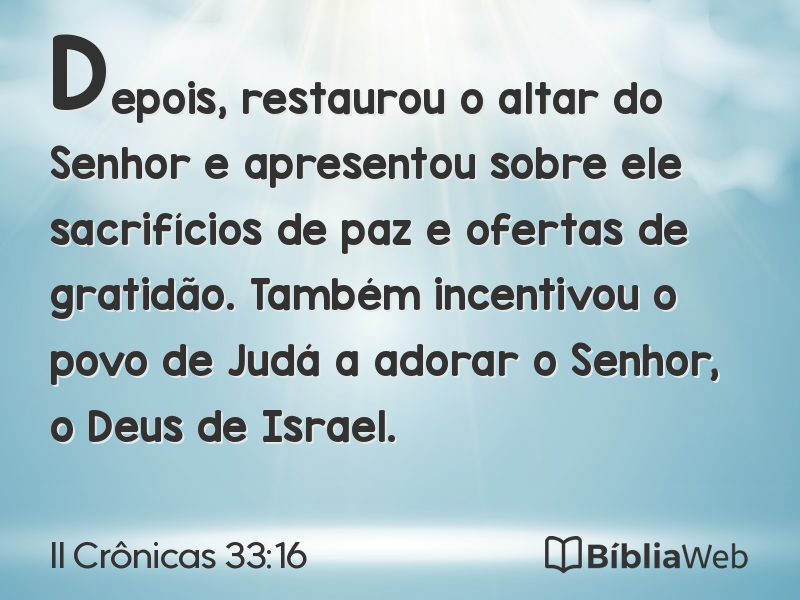 II Crônicas 33:16 em imagem para compartilhar