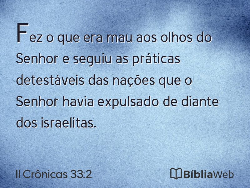 II Crônicas 33:2 em imagem para compartilhar
