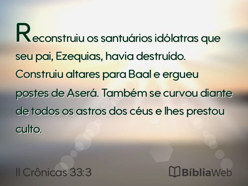 II Crônicas 33:3 em imagem para compartilhar