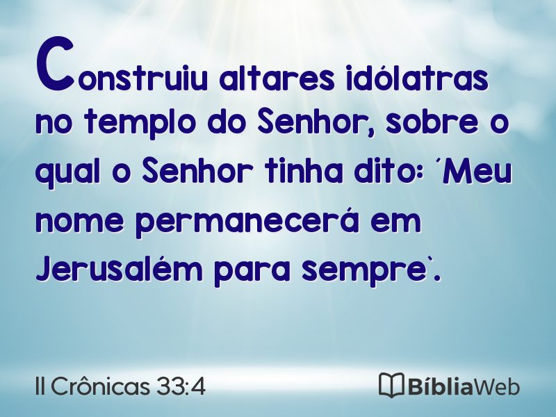 II Crônicas 33:4 em imagem para compartilhar