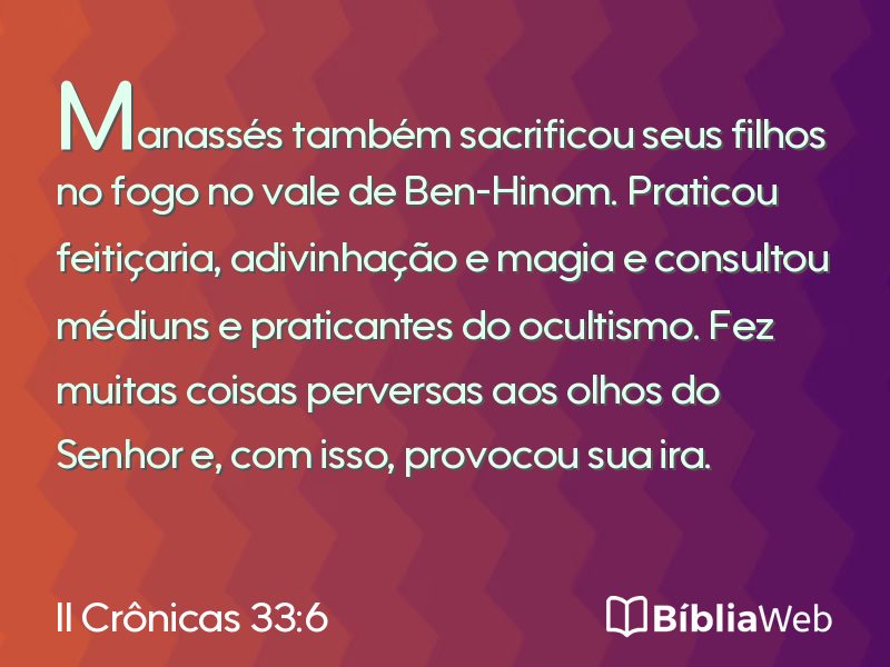 II Crônicas 33:6 em imagem para compartilhar