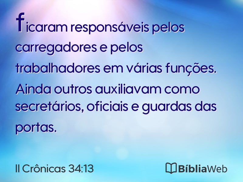 II Crônicas 34:13 em imagem para compartilhar