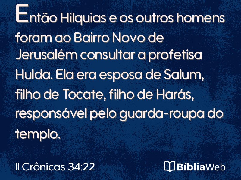 II Crônicas 34:22 em imagem para compartilhar