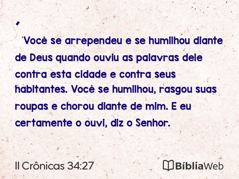 II Crônicas 34:27 em imagem para compartilhar