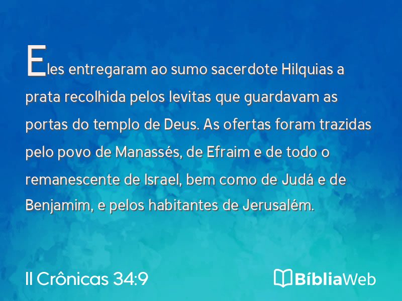II Crônicas 34:9 em imagem para compartilhar