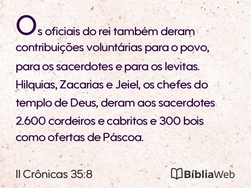 II Crônicas 35:8 em imagem para compartilhar