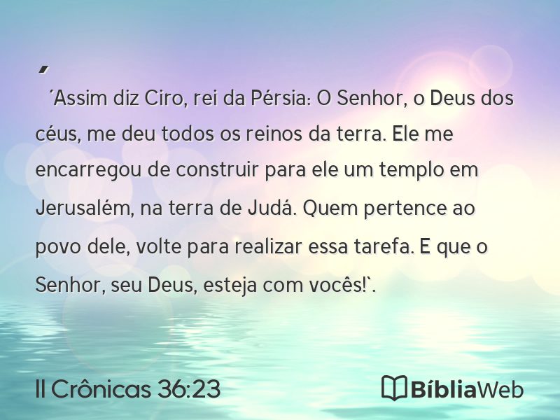II Crônicas 36:23 em imagem para compartilhar