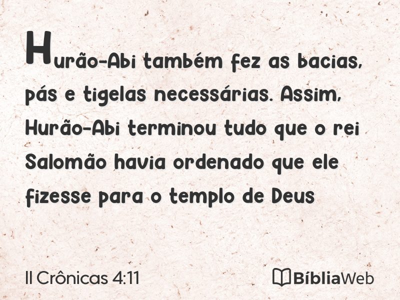 II Crônicas 4:11 em imagem para compartilhar