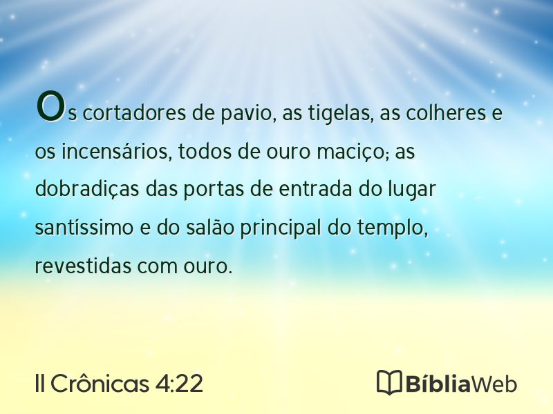 II Crônicas 4:22 em imagem para compartilhar