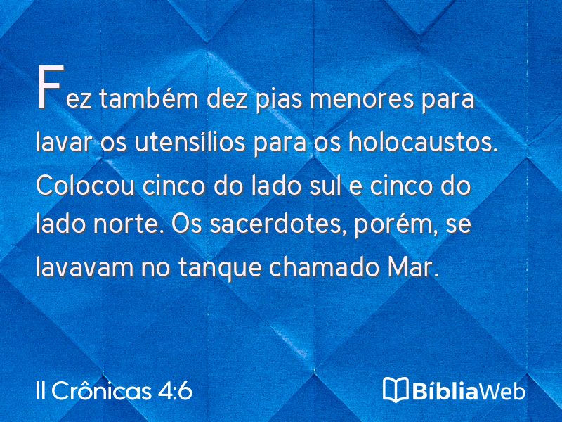 II Crônicas 4:6 em imagem para compartilhar