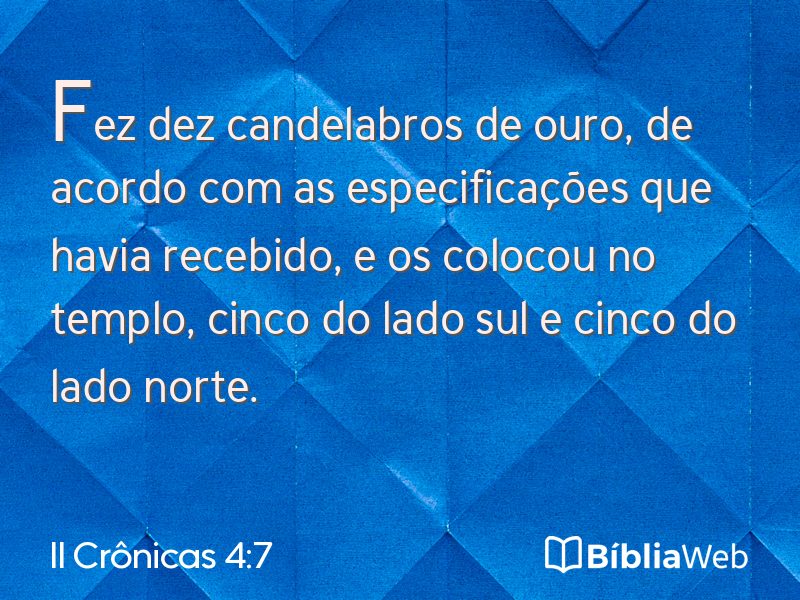 II Crônicas 4:7 em imagem para compartilhar