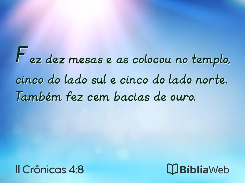 II Crônicas 4:8 em imagem para compartilhar