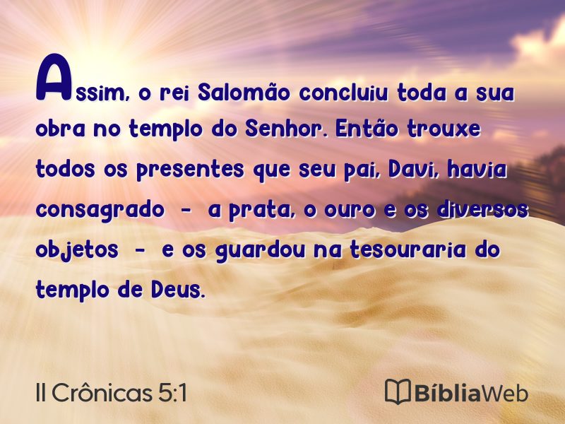 II Crônicas 5:1 em imagem para compartilhar