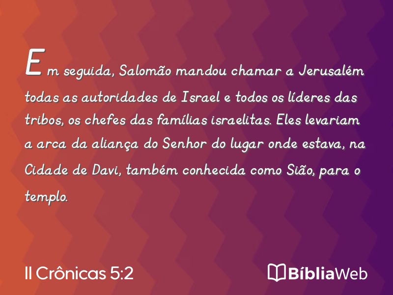 II Crônicas 5:2 em imagem para compartilhar