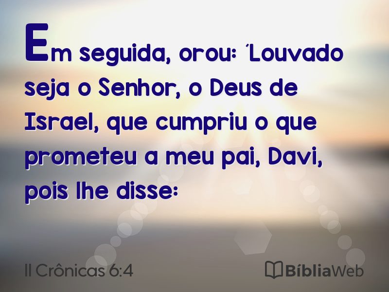 II Crônicas 6:4 em imagem para compartilhar