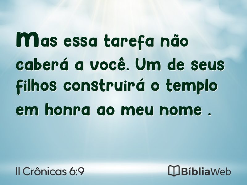 II Crônicas 6:9 em imagem para compartilhar