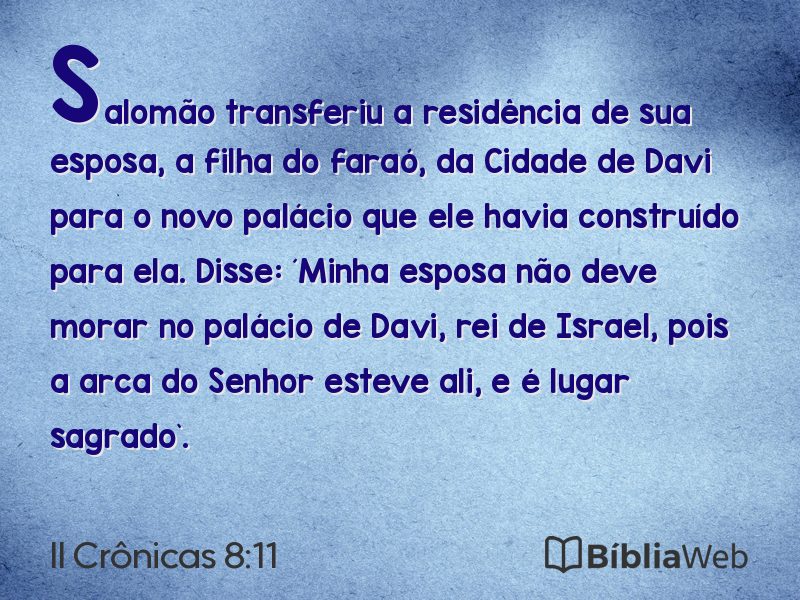 II Crônicas 8:11 em imagem para compartilhar